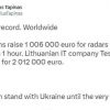 У Литві за годину зібрали 1 млн євро на радари для України У Литві за годину зібрали 1 млн євро на радари для України