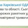 Сьогодні протягом дня зберігається загроза ворожих ракетних ударів та атак дронів, – Харківська ОВА Сьогодні протягом дня зберігається загроза ворожих ракетних ударів та атак дронів, – Харківська ОВА