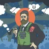 Портрет військового психолога Андрія Козінчука у виконанні Сашка Даниленка в серії малюнків "супер-герої серед нас". 