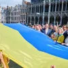 Посеред Брюсселя розгорнули 30-метровий прапор України 