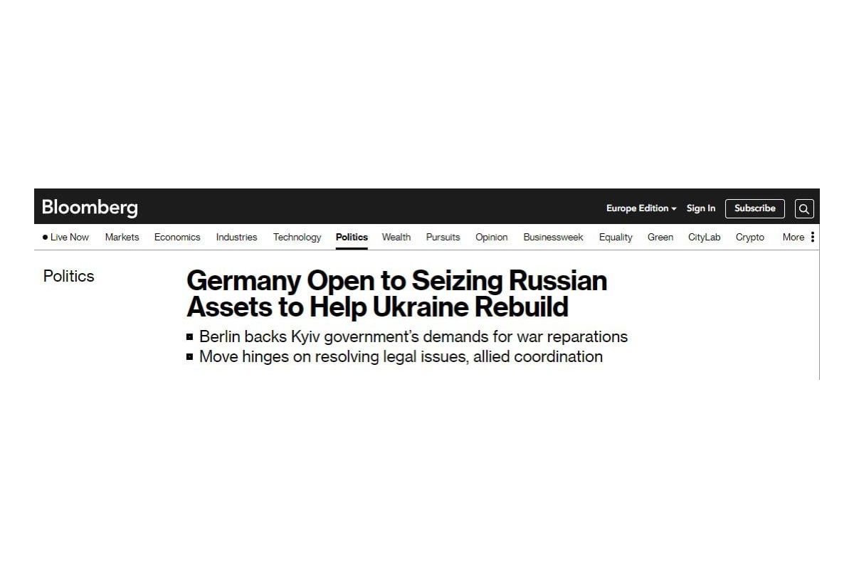 Німеччина готова заарештувати російські активи для допомоги у відновленні України, — Bloomberg Німеччина готова заарештувати російські активи для допомоги у відновленні України, — Bloomberg