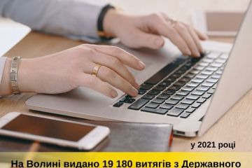 У 2021 році у Волинській області видано 19 180 витягів з Державного реєстру актів цивільного стану громадян У 2021 році у Волинській області видано 19 180 витягів з Державного реєстру актів цивільного стану громадян