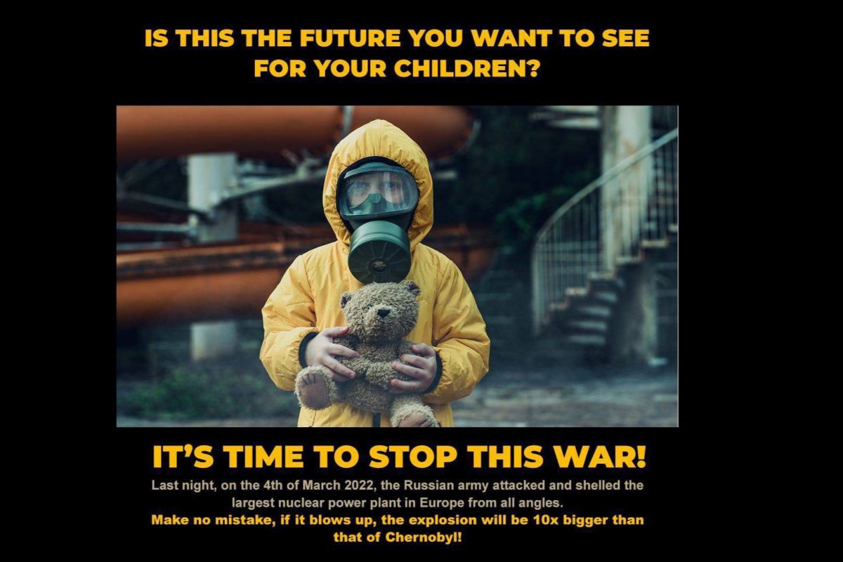Європейці добре знають слово "Chernobyl". Але якщо не допоможуть нам зараз зупинити путіна, який зайнявся ядерним шантажем, можуть дізнатись і слово "Запоріжська АЕС" Європейці добре знають слово "Chernobyl". Але якщо не допоможуть нам зараз зупинити путіна, який зайнявся ядерним шантажем, можуть дізнатись і слово "Запоріжська АЕС"