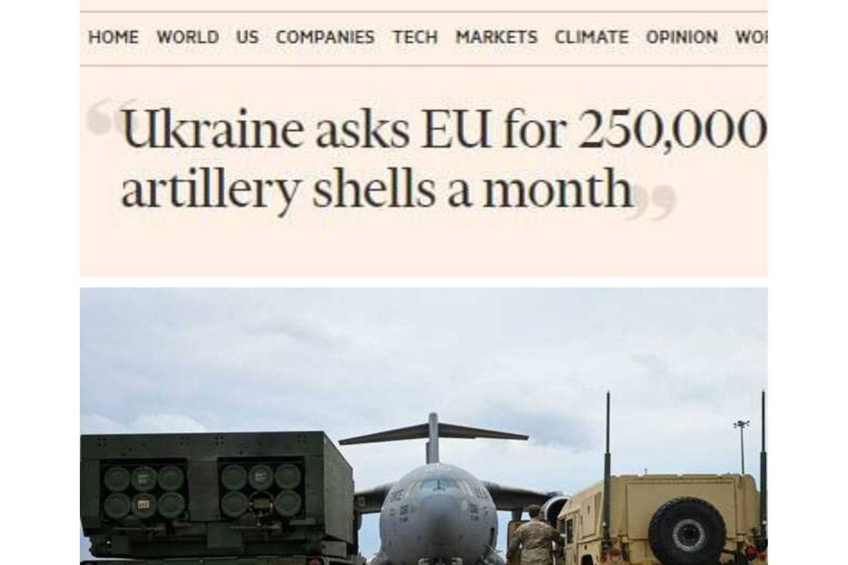 Україна просить Євросоюз щомісяця постачати по 250 тисяч артилерійських снарядів, — Financial Times з посиланням на листа глави Міноборони Резнікова Україна просить Євросоюз щомісяця постачати по 250 тисяч артилерійських снарядів, — Financial Times з посиланням на листа глави Міноборони Резнікова