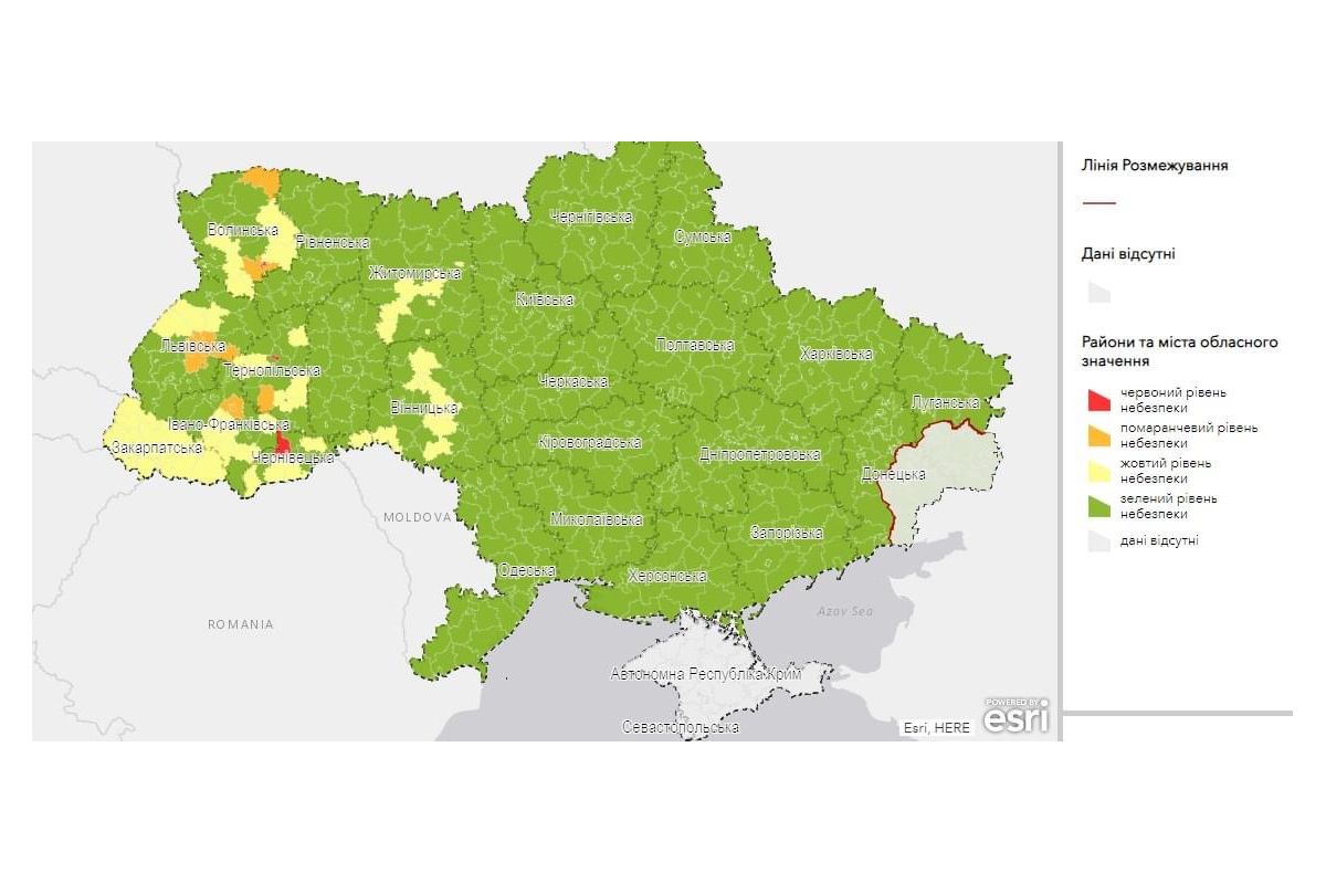 Україну поділили на чотири карантинні зони