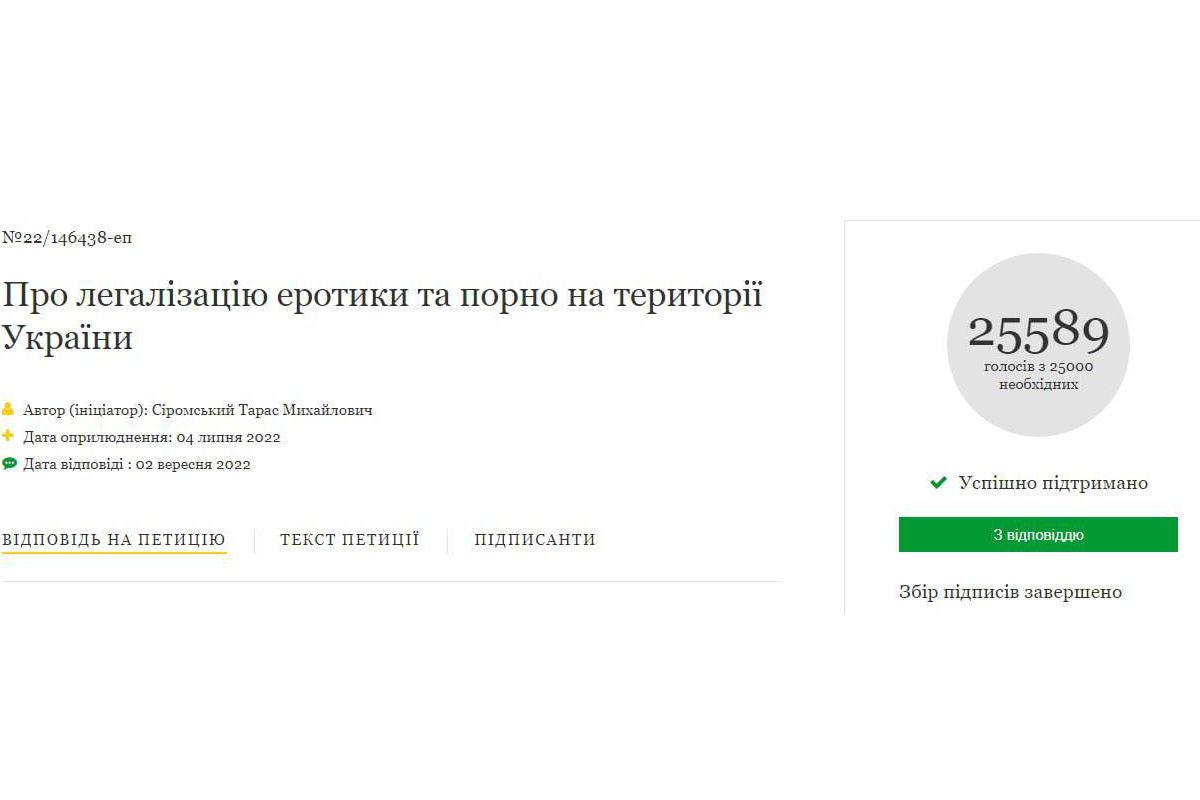 Зеленський відповів на петицію щодо легалізації порно та еротики в Україні