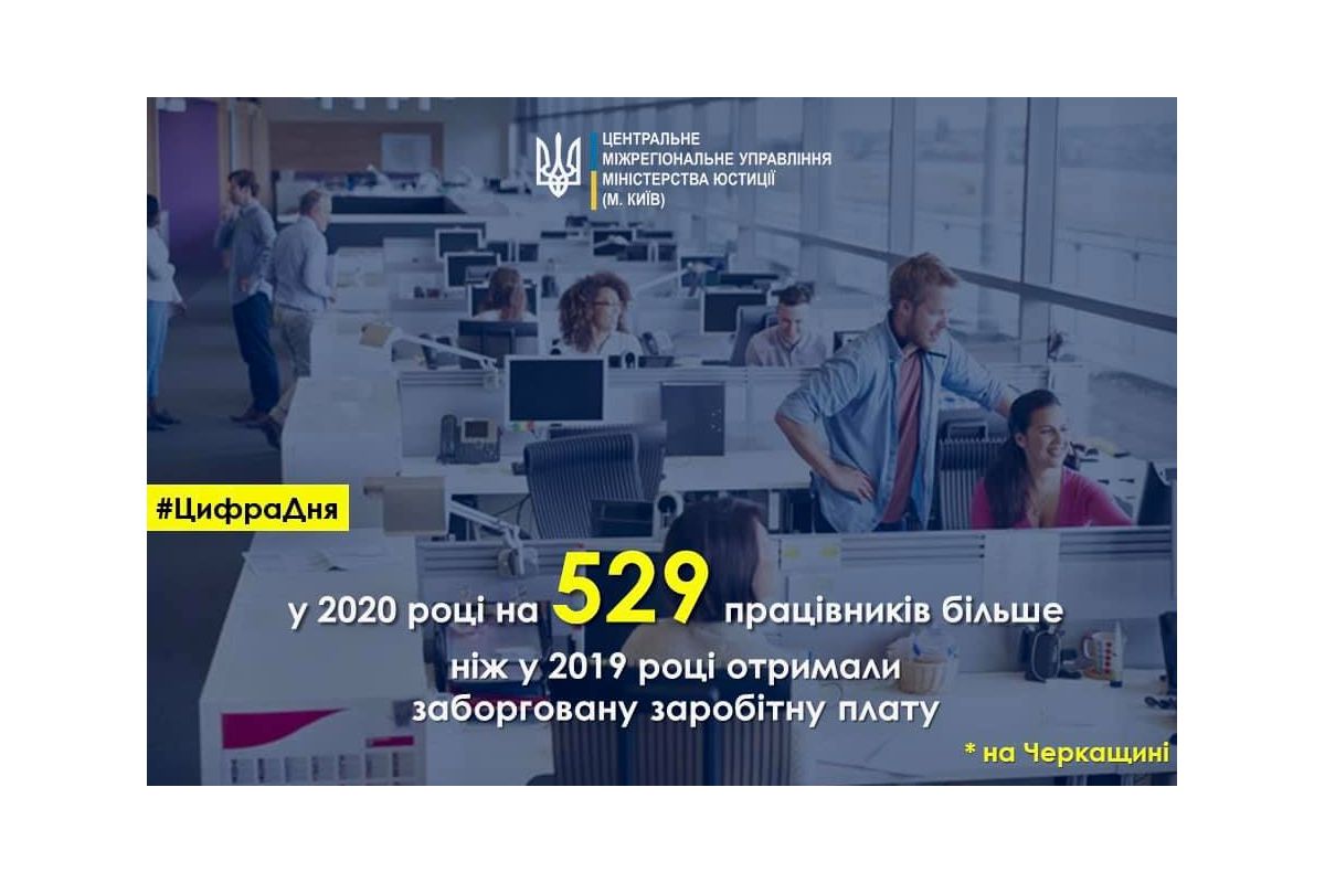 Протягом 2020 року державні виконавці #центральнаюстиція стягнули 94 130 138 гривень заборгованості по заробітній платі та інших виплат, пов’язаних з трудовими правовідносинами