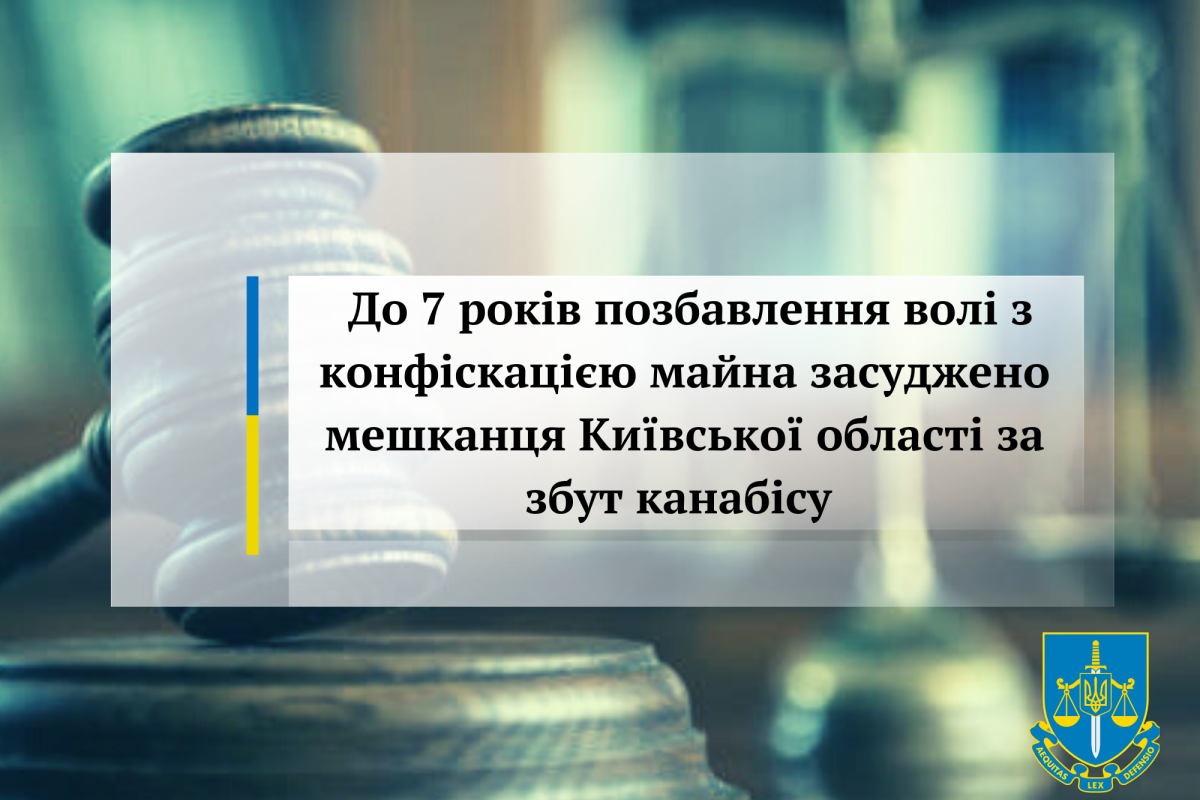 До 7 років позбавлення волі з конфіскацією майна засуджено мешканця Київської області за збут канабісу