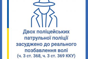 Двох поліцейських Управління патрульної поліції  в Дніпропетровській області засуджено до реального позбавлення волі Двох поліцейських Управління патрульної поліції  в Дніпропетровській області засуджено до реального позбавлення волі