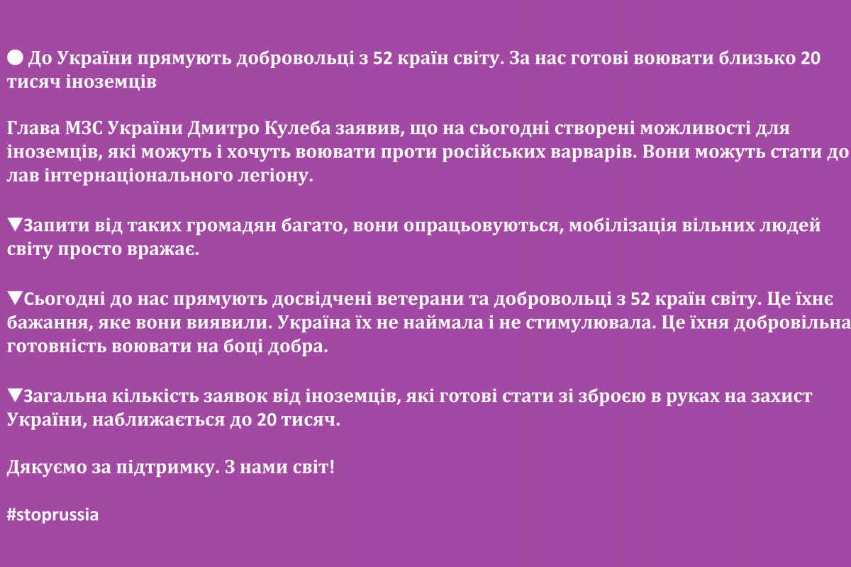 ? До України прямують добровольці з 52 країн світу. За нас готові воювати близько 20 тисяч іноземців