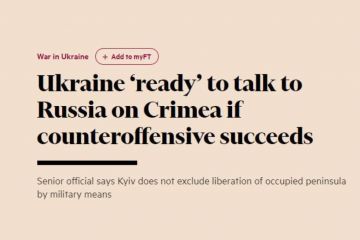 Україна «готова» вести переговори з росією щодо Криму у разі успішного контрнаступу, заявив заступник голови ОП Андрій Сибіга в інтерв'ю Financial Times Україна «готова» вести переговори з росією щодо Криму у разі успішного контрнаступу, заявив заступник голови ОП Андрій Сибіга в інтерв'ю Financial Times