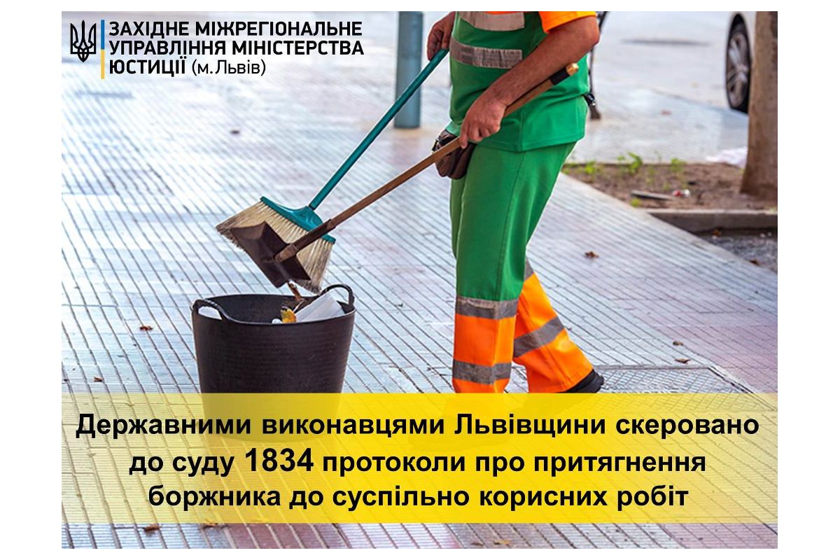 Тарас Грень: державними виконавцями Львівщини скеровано до суду 1834 протоколи про притягнення боржника до суспільно корисних робіт Тарас Грень: державними виконавцями Львівщини скеровано до суду 1834 протоколи про притягнення боржника до суспільно корисних робіт