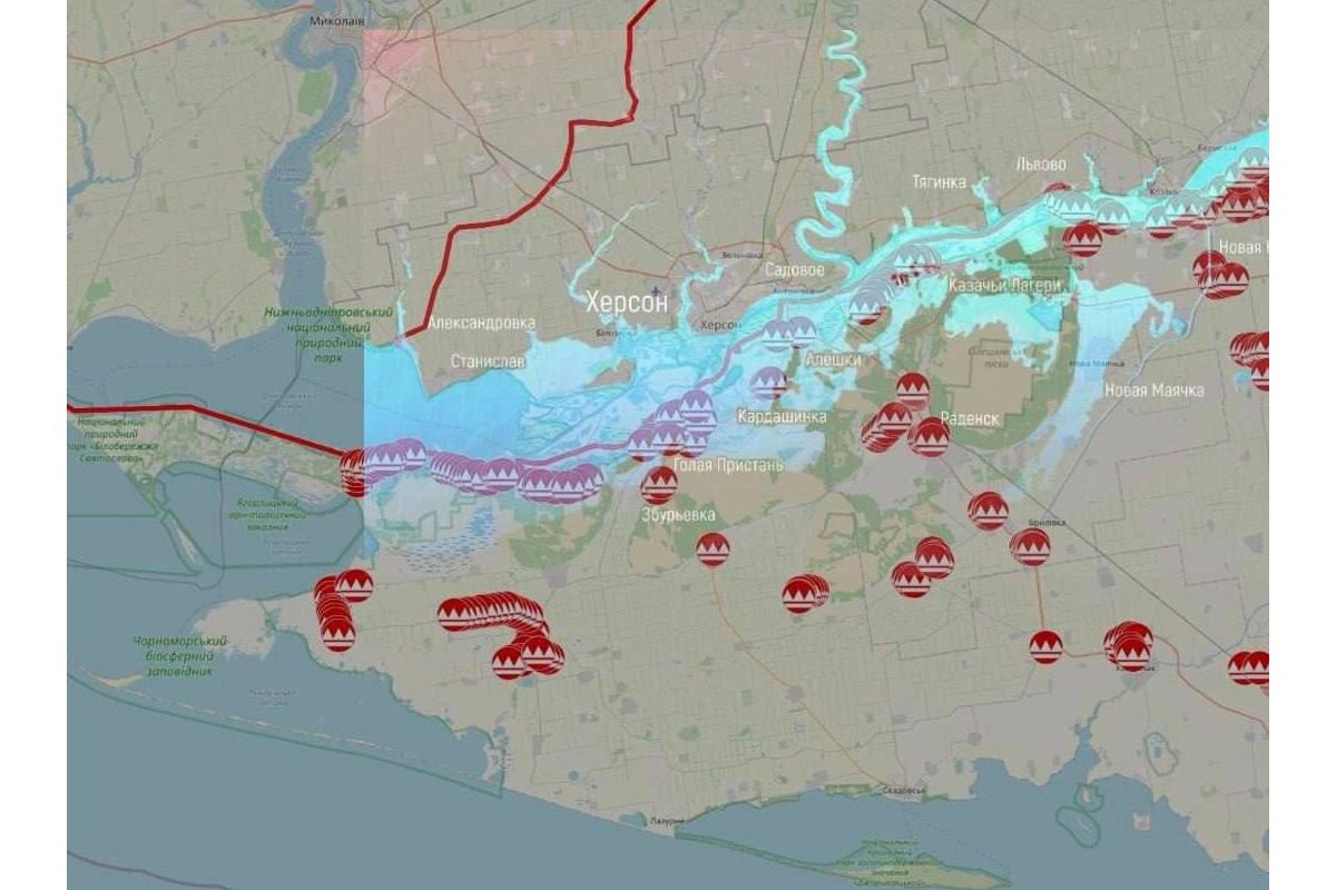 Внаслідок підриву росіянами Каховської ГЕС вони також затопили свою першу лінію оборони на лівому березі