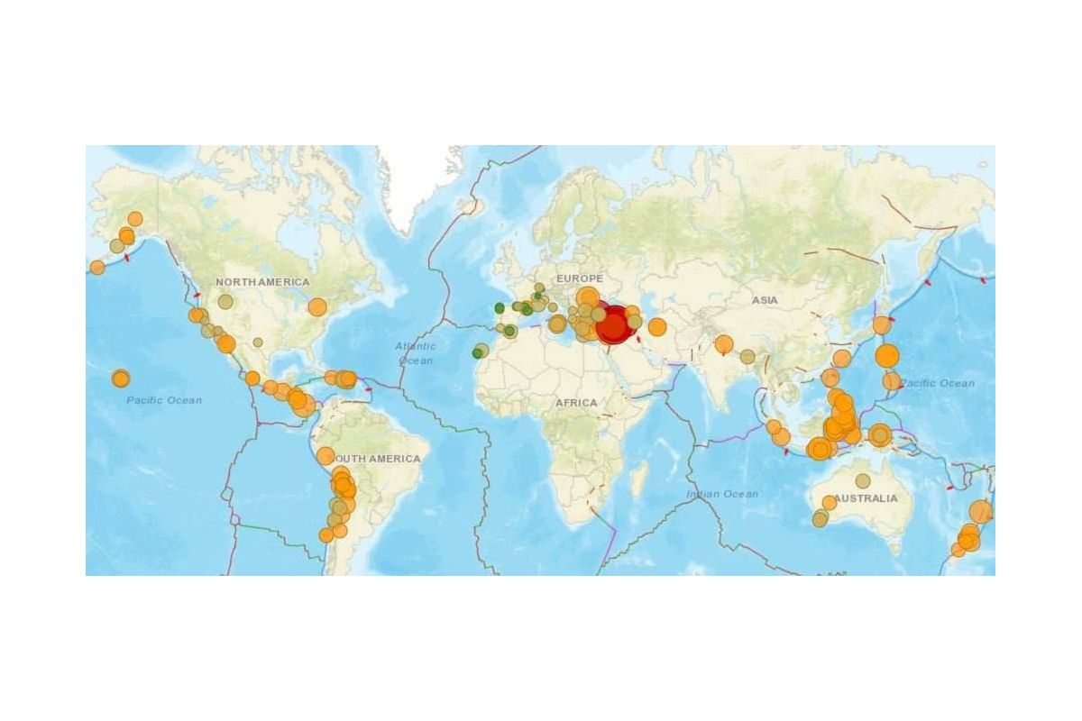 Карта сейсмічної активності Землі зараз