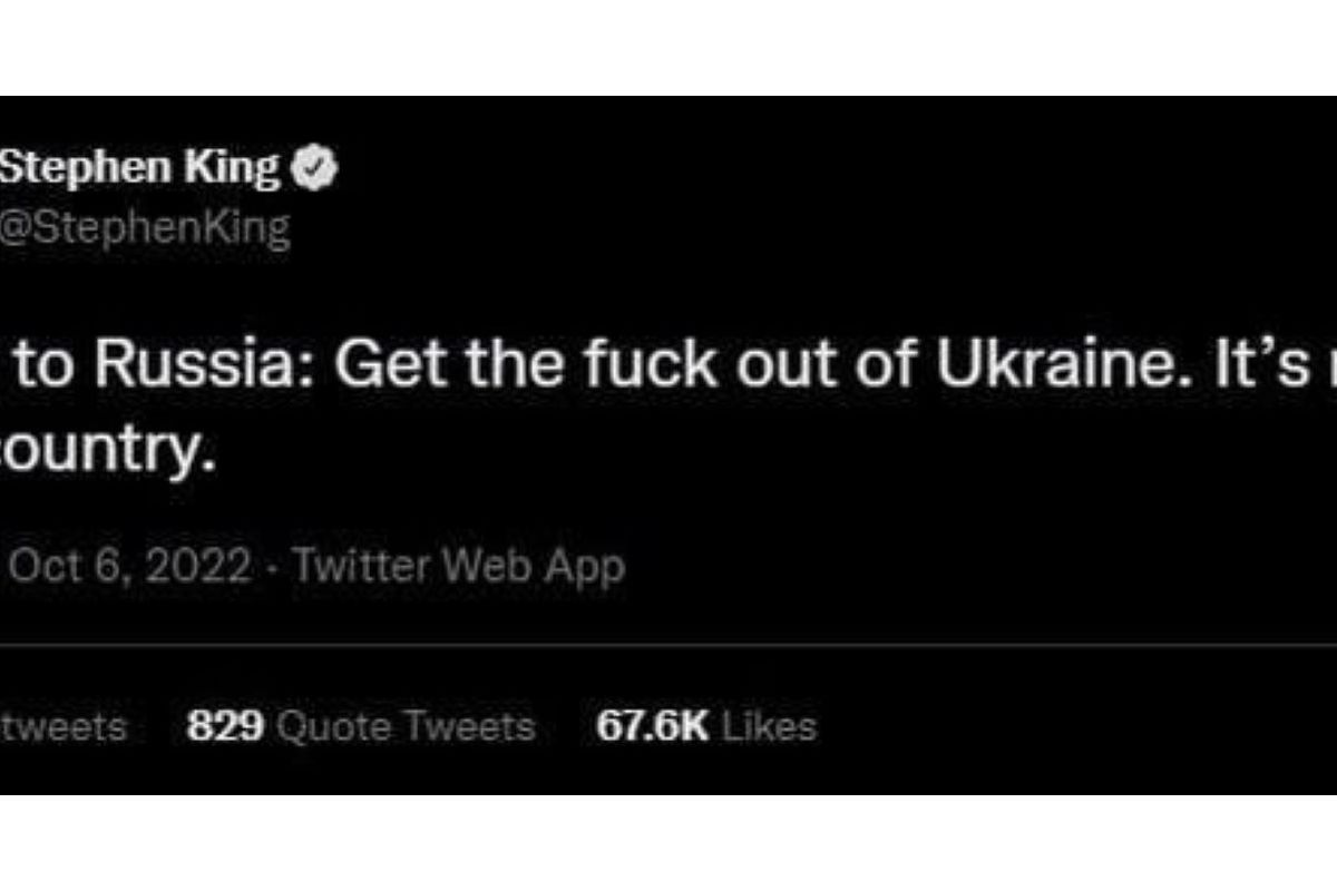 "Від імені всього світу": Стівен Кінг наказав Росії забиратися з України "Від імені всього світу": Стівен Кінг наказав Росії забиратися з України