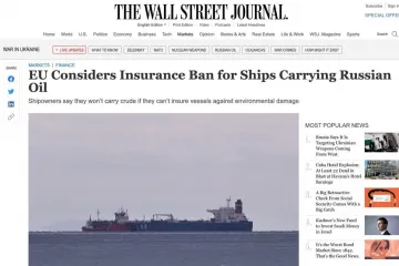 ​ЄС у рамках нового пакету санкцій розглядає заборону на страхування суден, що перевозять нафту орди, - The Wall Street Journal