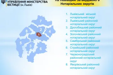 ​Затверджені нові нотаріальні округи у Волинській (5 округів), Львівській (8 округів) та Рівненській областях (5 округів) 