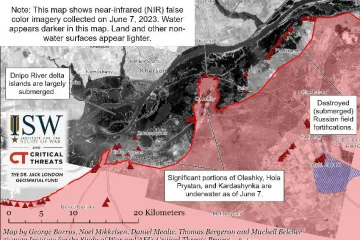 ​Росіяни втратили першу лінію оборони на Херсонщині, бо не врахували наслідків перед руйнуванням Каховської ГЕС, – ISW