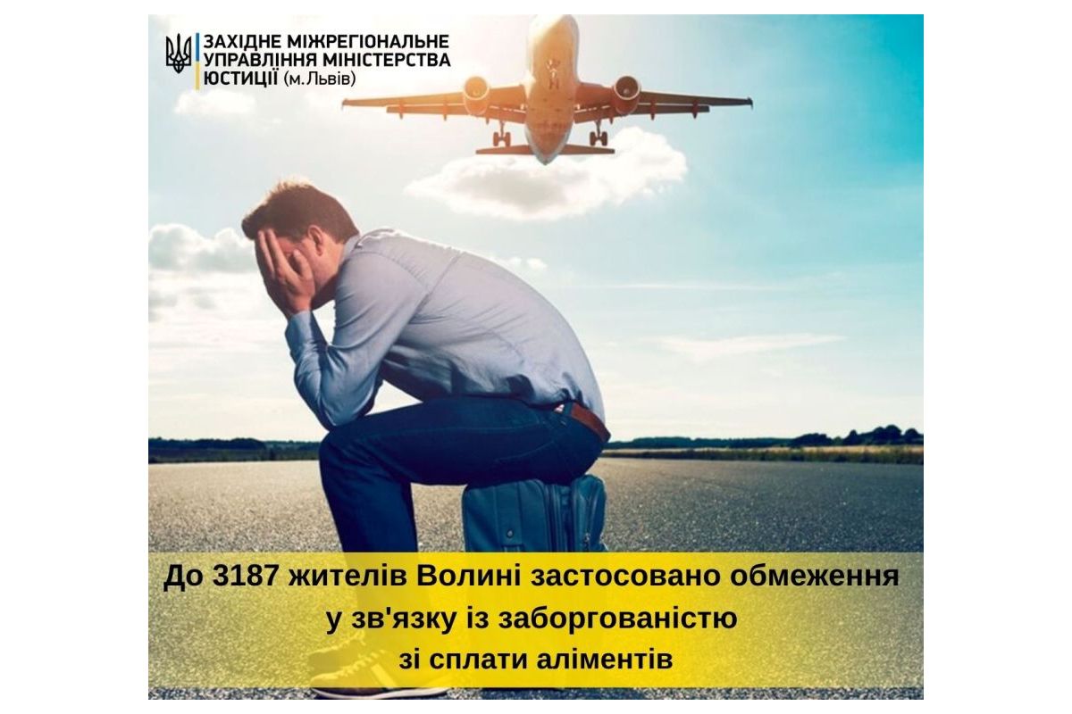 До 3187 жителів Волинської області застосовано тимчасові обмеження у зв’язку із заборгованістю зі сплати аліментів До 3187 жителів Волинської області застосовано тимчасові обмеження у зв’язку із заборгованістю зі сплати аліментів