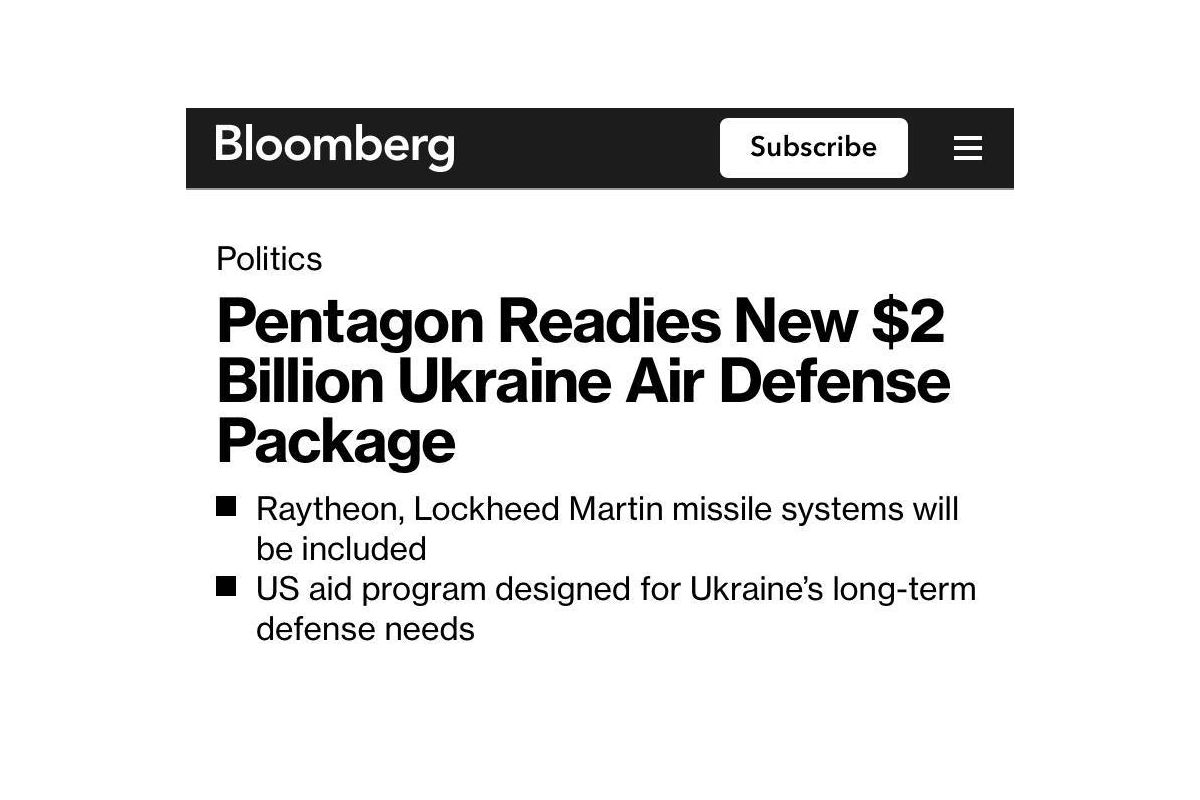 Пентагон оголосить новий пакет військової допомоги Україні на понад $2 млрд, — Bloomberg Пентагон оголосить новий пакет військової допомоги Україні на понад $2 млрд, — Bloomberg
