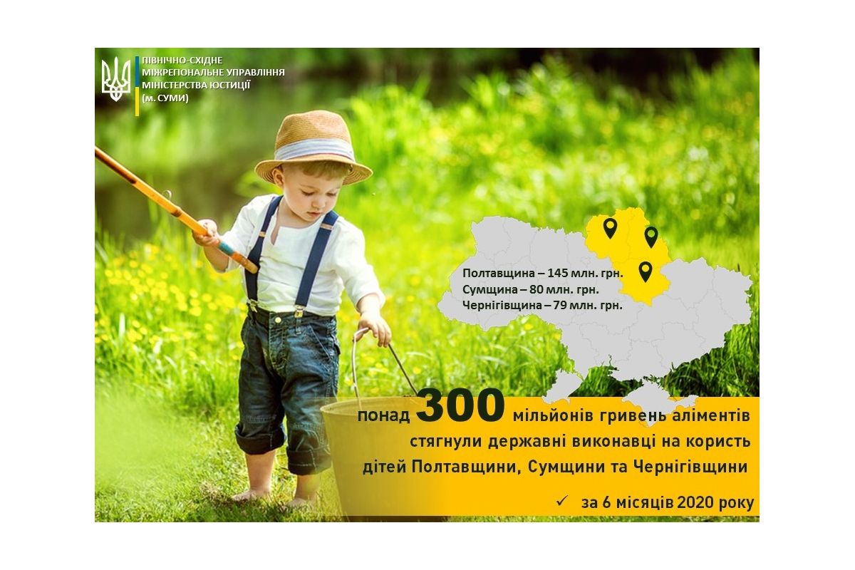 300 мільйонів гривень аліментів - результат піврічної роботи державних виконавців Полтавщини, СУмщини та Чернігівщини 300 мільйонів гривень аліментів - результат піврічної роботи державних виконавців Полтавщини, СУмщини та Чернігівщини