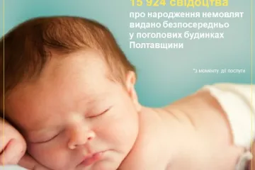 ​Майже 16 тис. свідоцтв про народження немовлят видано безпосередньо у пологових будинках Полтавщини