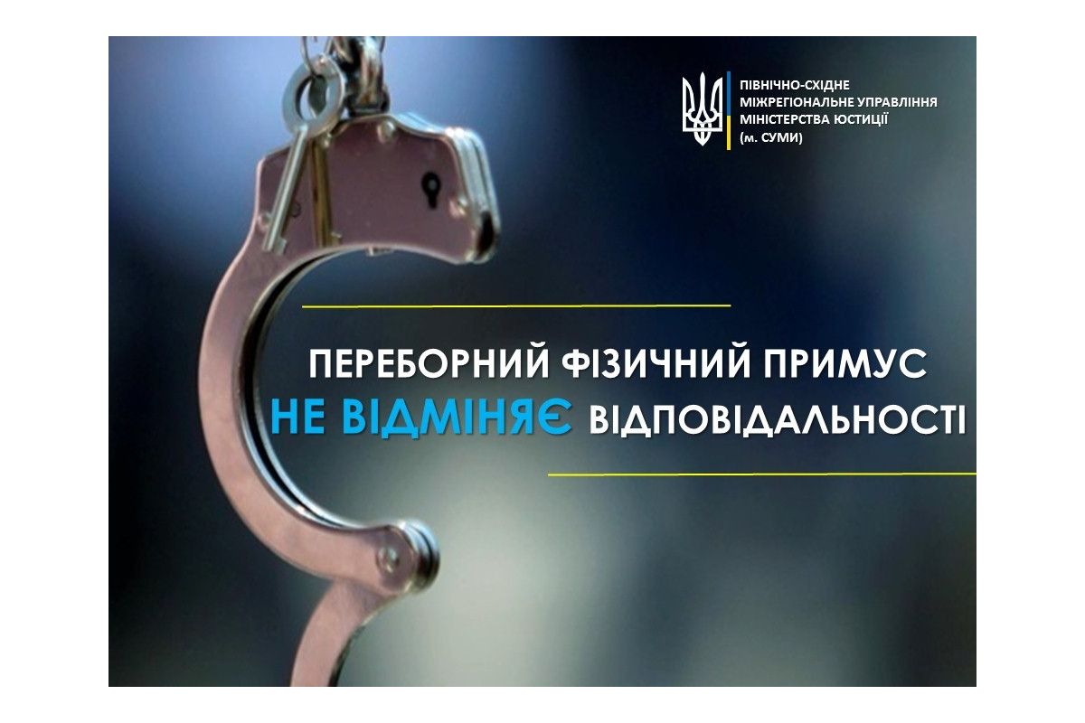 Переборний фізичний примус не відміняє відповідальності Переборний фізичний примус не відміняє відповідальності