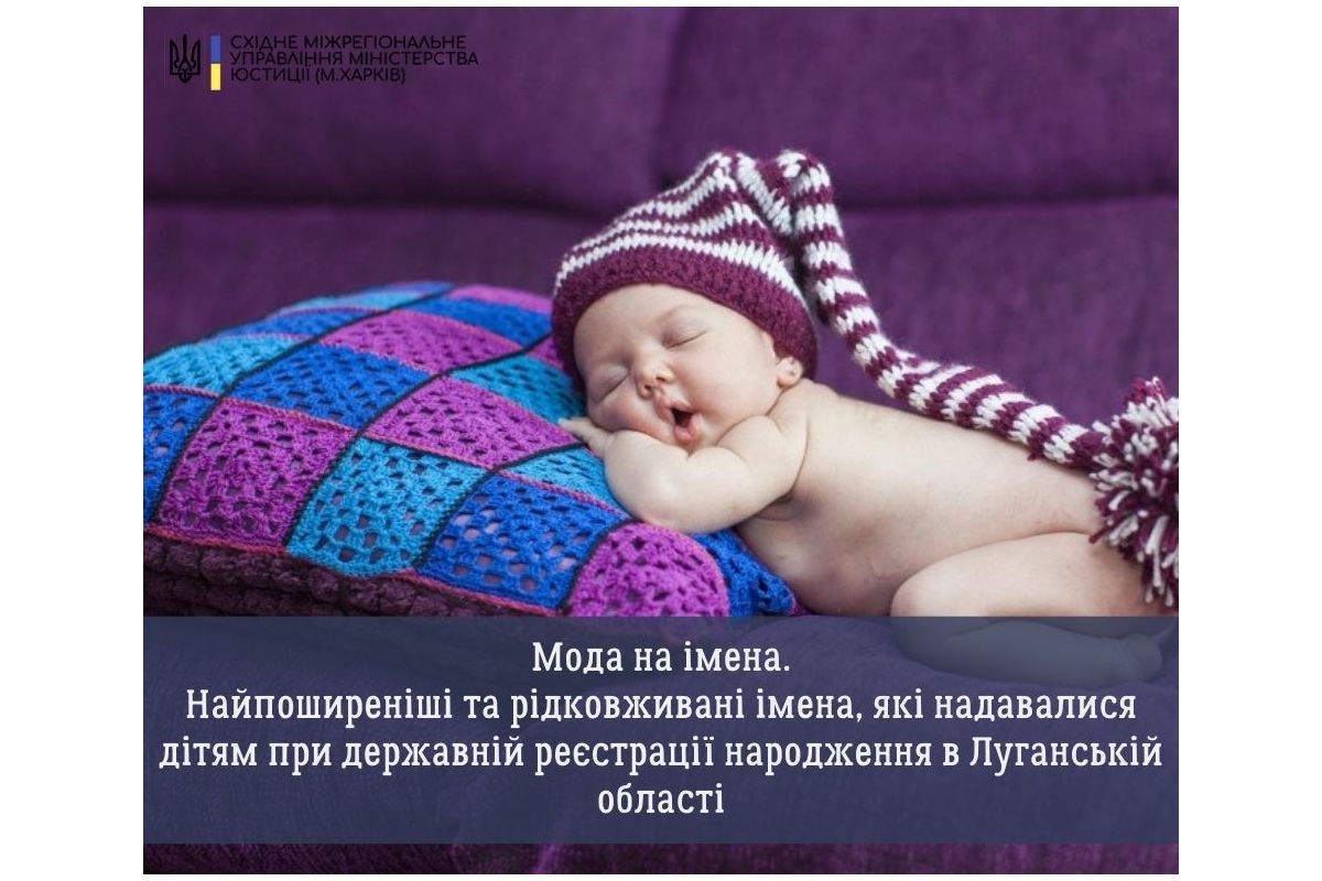 МОДА НА ІМЕНА. НАЙПОШИРЕНІШІ ТА РІДКОВЖИВАНІ ІМЕНА, ЯКІ НАДАВАЛИСЯ ДІТЯМ ПРИ ДЕРЖАВНІЙ РЕЄСТРАЦІЇ НАРОДЖЕННЯ В ЛУГАНСЬКІЙ ОБЛАСТІ МОДА НА ІМЕНА. НАЙПОШИРЕНІШІ ТА РІДКОВЖИВАНІ ІМЕНА, ЯКІ НАДАВАЛИСЯ ДІТЯМ ПРИ ДЕРЖАВНІЙ РЕЄСТРАЦІЇ НАРОДЖЕННЯ В ЛУГАНСЬКІЙ ОБЛАСТІ