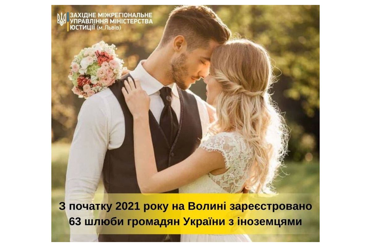 З початку 2021 року на Волині зареєстровано 63 шлюби громадян України з іноземцями З початку 2021 року на Волині зареєстровано 63 шлюби громадян України з іноземцями