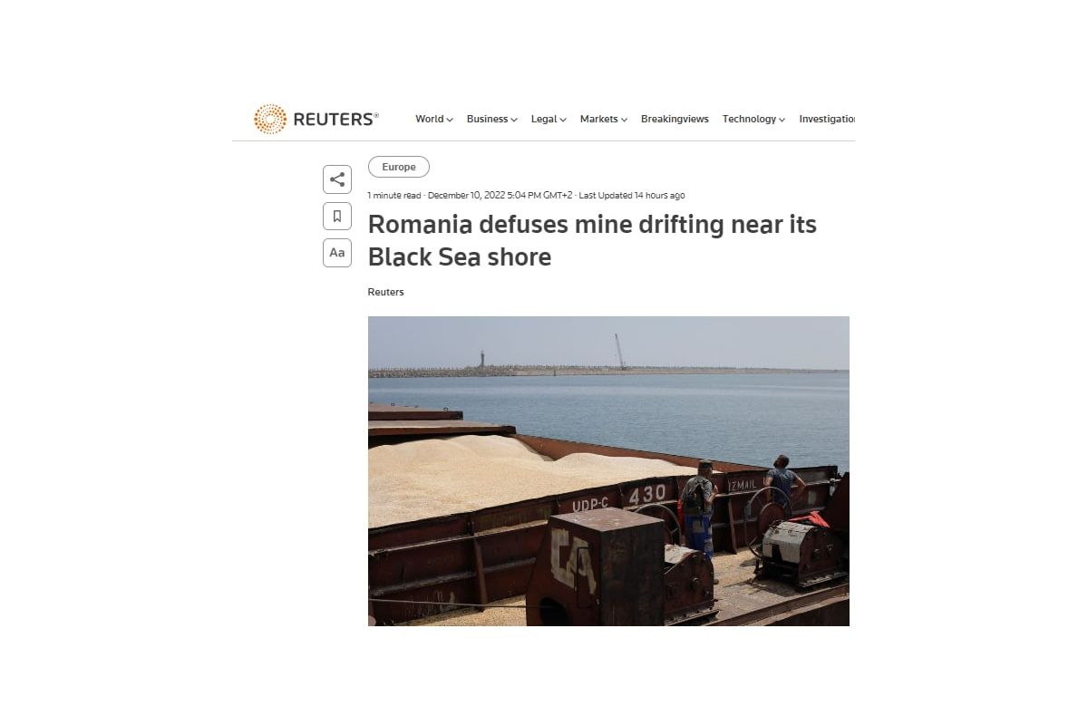 У Румунії знищили "сюрприз" від рф, що дрейфував біля берега - Reuters У Румунії знищили "сюрприз" від рф, що дрейфував біля берега - Reuters