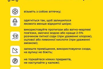 Російське вторгнення в Україну : У разі евакуації під час хімічної атаки чи аварії Російське вторгнення в Україну : У разі евакуації під час хімічної атаки чи аварії