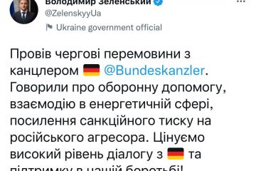 Відбулися чергові перемовини Володимира Зеленського із Олафом Шольцом, — повідомив глава держави у Twitter Відбулися чергові перемовини Володимира Зеленського із Олафом Шольцом, — повідомив глава держави у Twitter