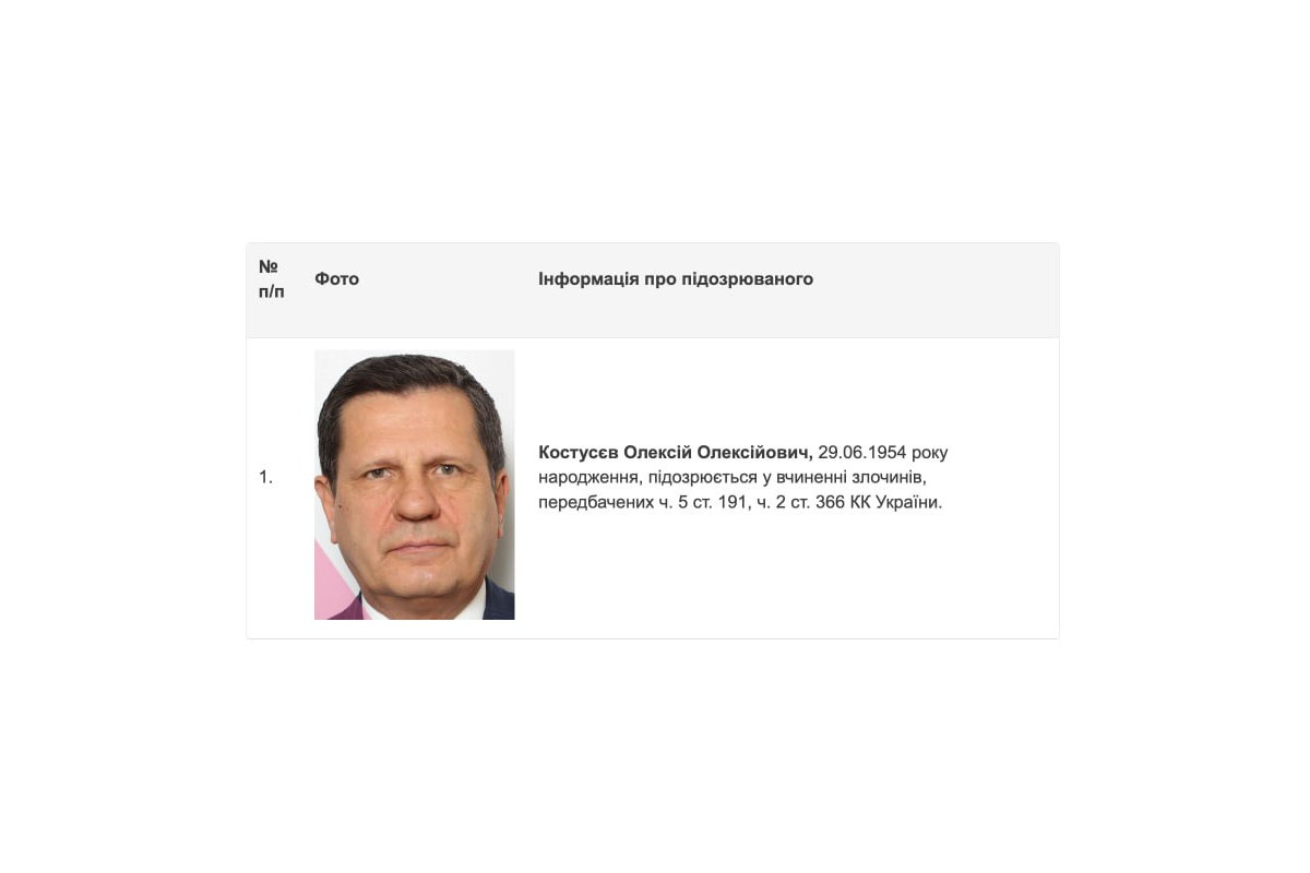 НАБУ оголосило у розшук батька нардепа Гончаренко та екс-мера Одеси Олексія Костусєва