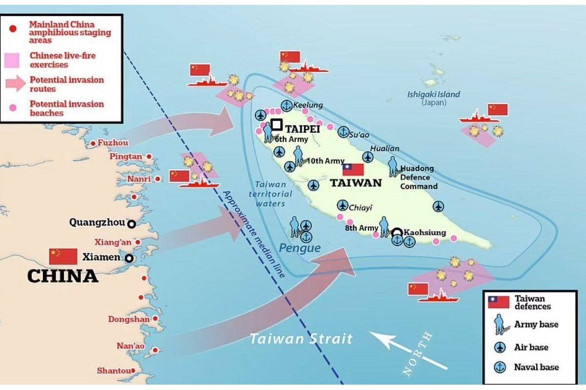 Міністерство оборони Тайваню повідомило, що за минулу добу навколо острова було зафіксовано 26 винищувачів та сім бойових кораблів НВАК