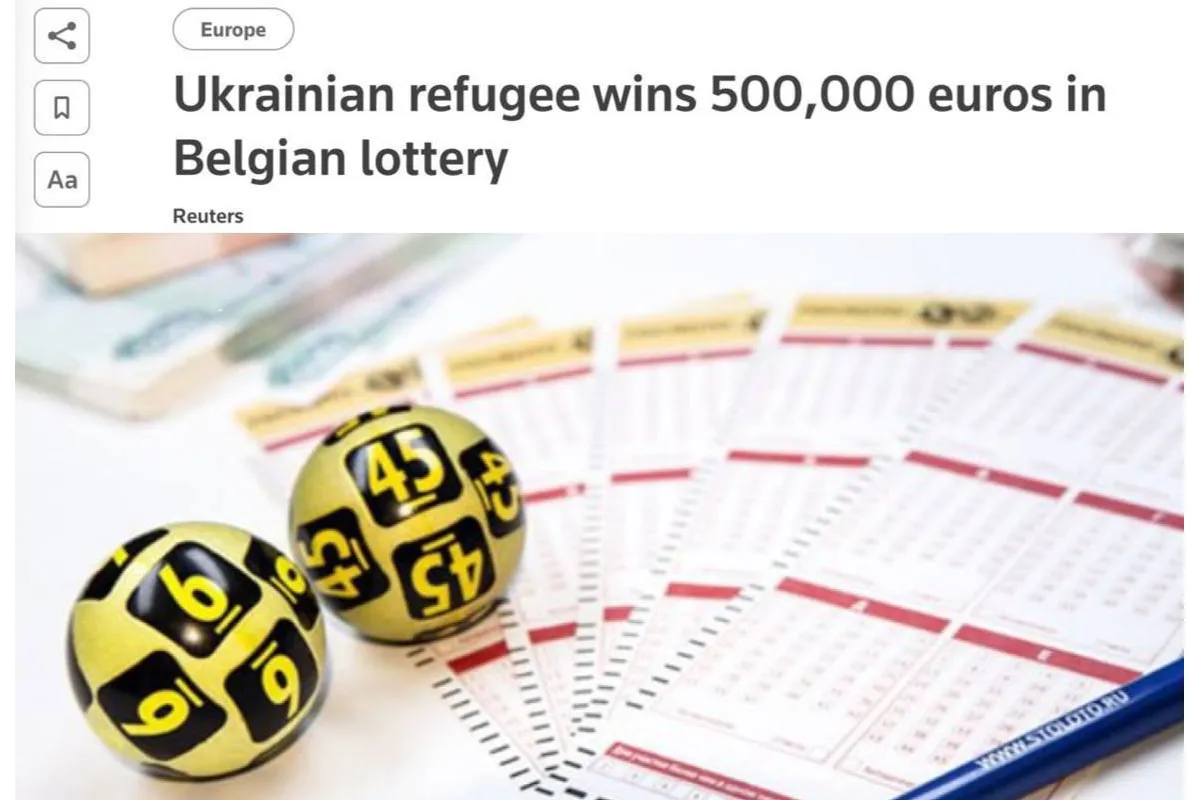 Біженець з України виграв у Бельгії 500 тисяч євро у лотерею, – Reuters