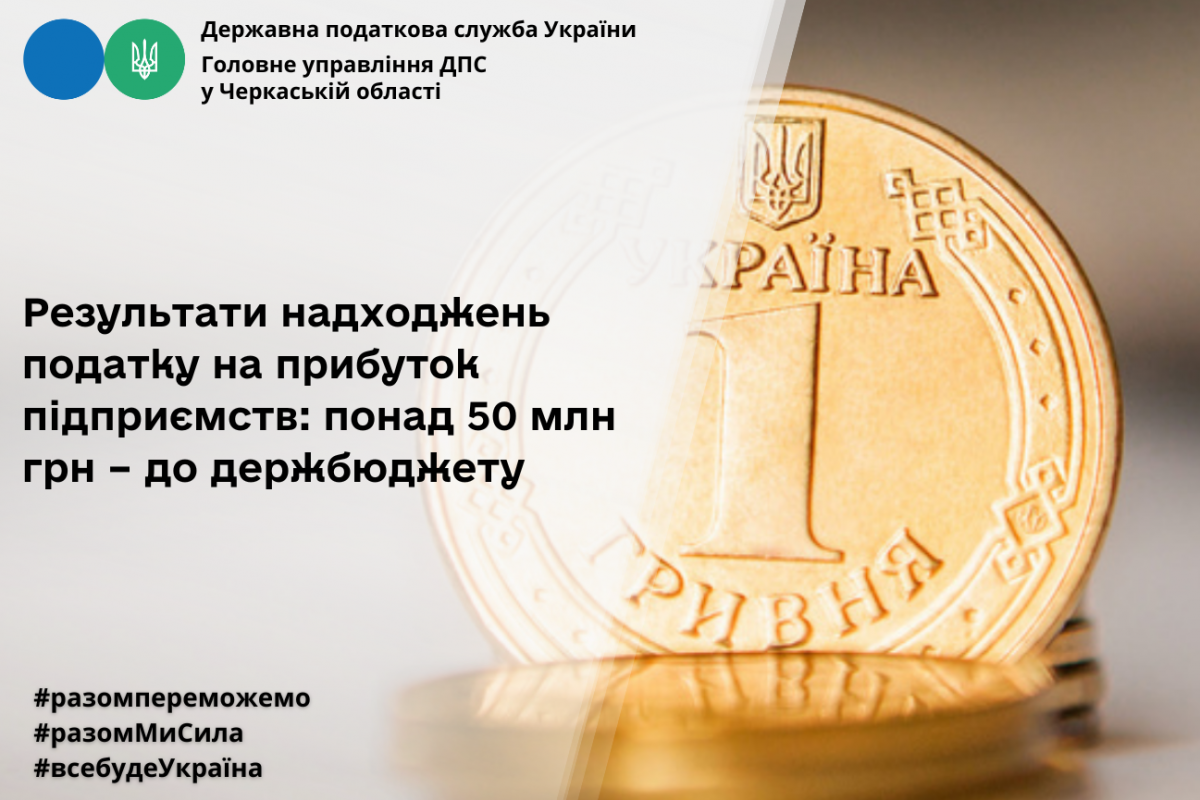 Результати надходжень податку на прибуток підприємств: понад 50 млн грн – до держбюджету Результати надходжень податку на прибуток підприємств: понад 50 млн грн – до держбюджету