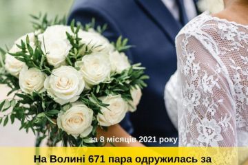 На Волині з початку року 671 пара одружилась за скороченою процедурою “Шлюб за добу” На Волині з початку року 671 пара одружилась за скороченою процедурою “Шлюб за добу”