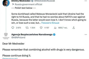 В АНБ Польщі прокоментували провокативний твіт мєдвєдєва В АНБ Польщі прокоментували провокативний твіт мєдвєдєва