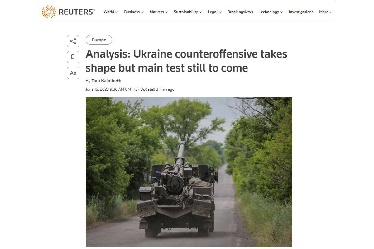 Україна наразі задіяла лише 3 із 12 бригад у контрнаступі. Вирішальна битва ще попереду, – Reuters Україна наразі задіяла лише 3 із 12 бригад у контрнаступі. Вирішальна битва ще попереду, – Reuters
