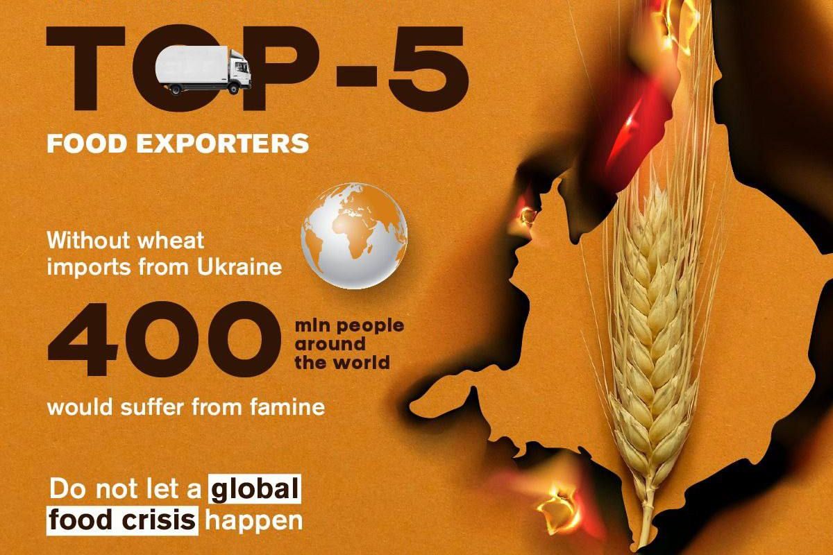 🌾 Ukraine is among Top-5 food exporters. War against Ukraine threatens the world with food shortages - Close the sky – do not let a global food crisis happen! 🌾 Ukraine is among Top-5 food exporters. War against Ukraine threatens the world with food shortages - Close the sky – do not let a global food crisis happen!