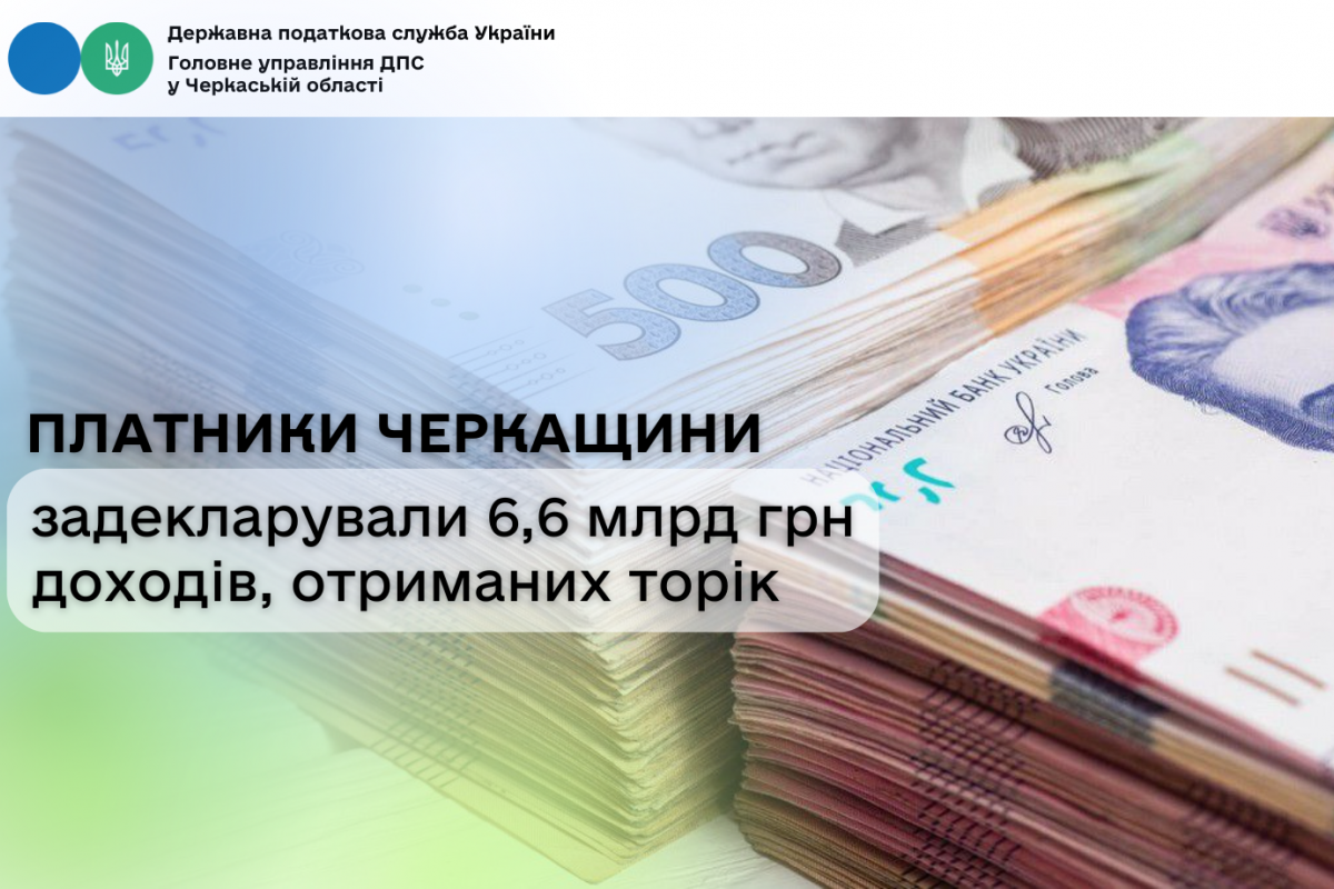 Платники Черкащини задекларували 6,6 млрд грн доходів, отриманих торік Платники Черкащини задекларували 6,6 млрд грн доходів, отриманих торік