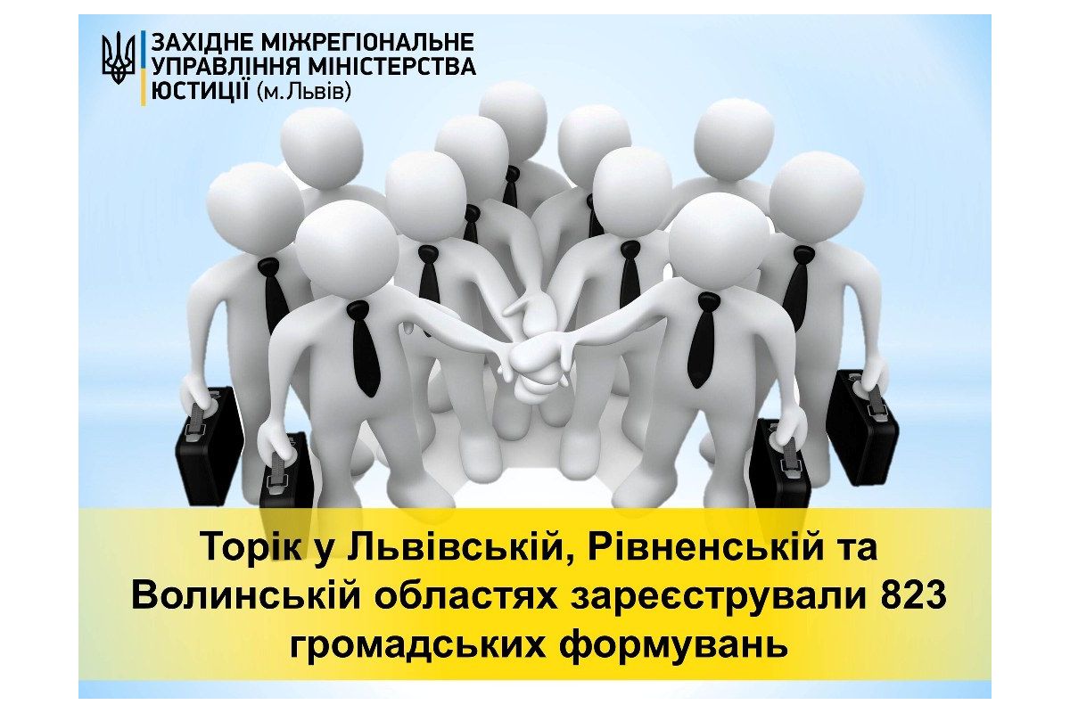 Минулого року у Львівській, Рівненській то Волинській областях зареєстрували 823 громадських формувань Минулого року у Львівській, Рівненській то Волинській областях зареєстрували 823 громадських формувань