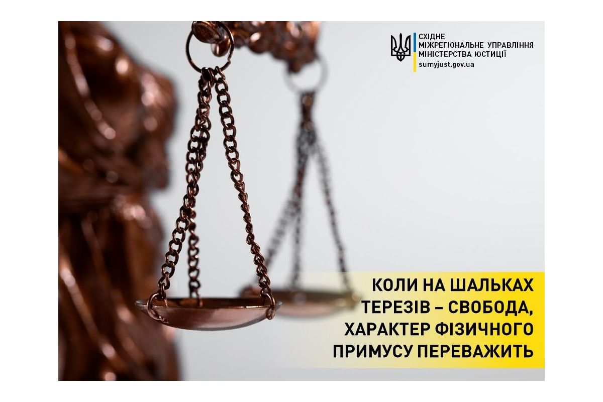 Коли на шальках терезів – свобода, характер фізичного примусу переважить Коли на шальках терезів – свобода, характер фізичного примусу переважить