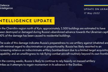 У Чернігівській області приблизно 3500 будівель було зруйновано або пошкоджено під час відступу Росії з півночі України – звіт британської розвідки.  У Чернігівській області приблизно 3500 будівель було зруйновано або пошкоджено під час відступу Росії з півночі України – звіт британської розвідки.