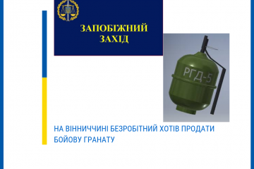 На Вінниччині безробітний хотів продати бойову гранату На Вінниччині безробітний хотів продати бойову гранату