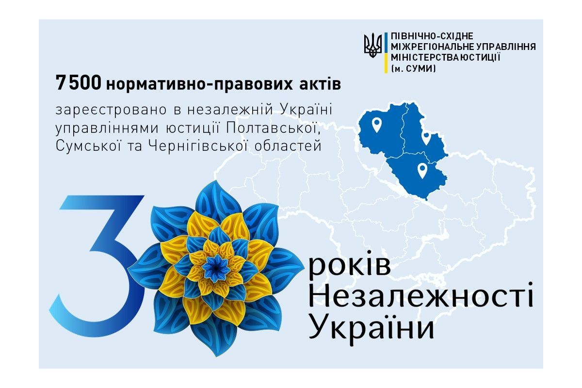 7500 нормативно-правових актів видано управліннями юстиції Полтавщини, Сумщини та Чернігівщини