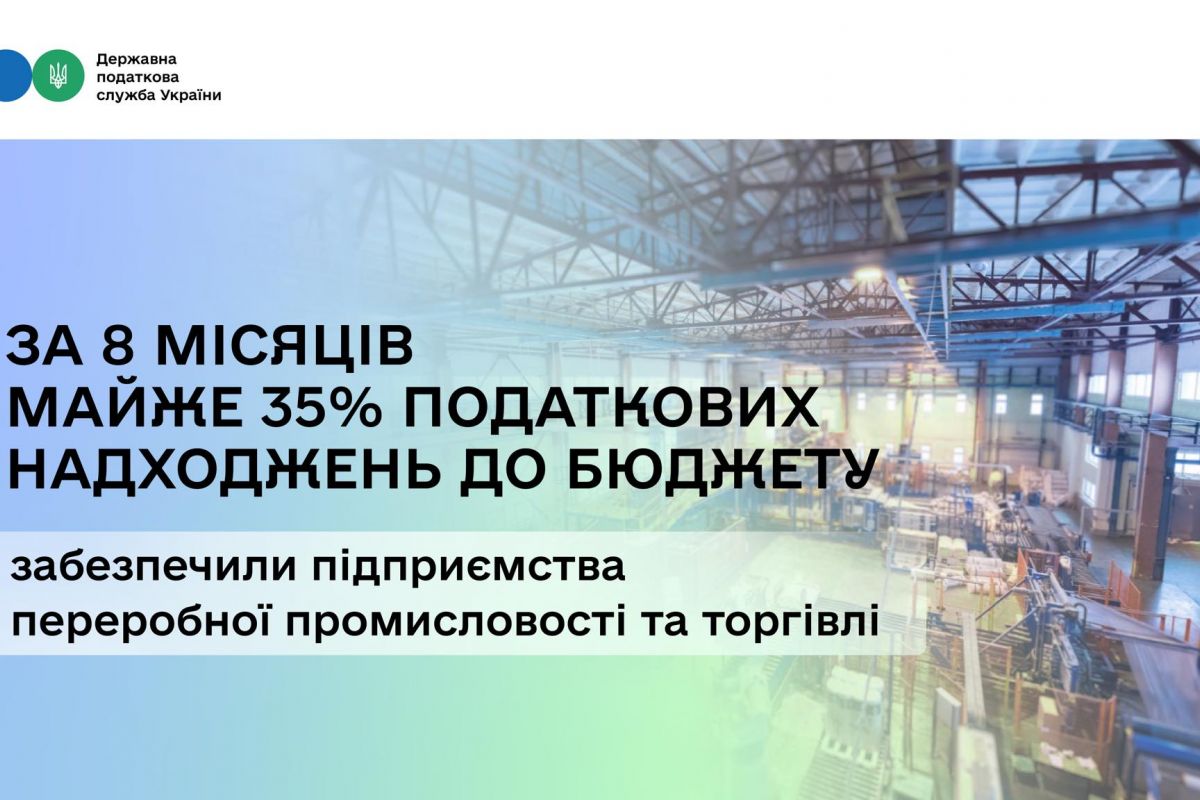 В.о. Голови ДПС Леся Карнаух: За 8 місяців майже 35 % податкових надходжень до бюджету забезпечили підприємства переробної промисловості та торгівлі В.о. Голови ДПС Леся Карнаух: За 8 місяців майже 35 % податкових надходжень до бюджету забезпечили підприємства переробної промисловості та торгівлі