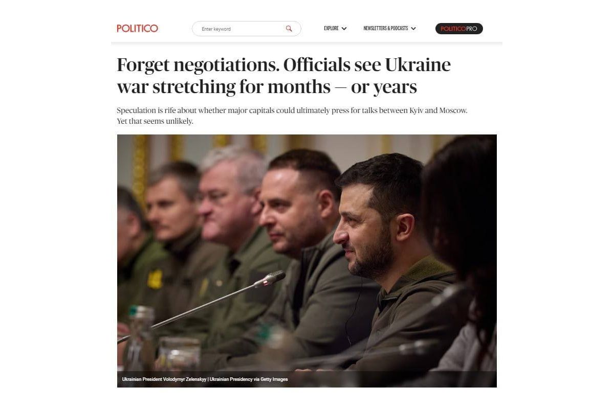 Переговорів між росією та Україною не буде, а конфлікт може зайти в глухий кут, — Politico Переговорів між росією та Україною не буде, а конфлікт може зайти в глухий кут, — Politico