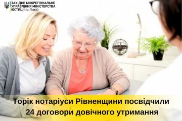 Оксана Сальчук: Торік нотаріуси Рівненщини посвідчили 24 договори довічного утримання Оксана Сальчук: Торік нотаріуси Рівненщини посвідчили 24 договори довічного утримання