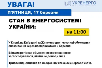 ​На Київщині та Житомирщині сьогодні можуть бути тимчасові відключення світла через ремонтні роботи, – Укренерго